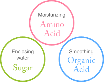 Moisturizing Amino Acid Enclosing water Sugar Smoothing Organic Acid